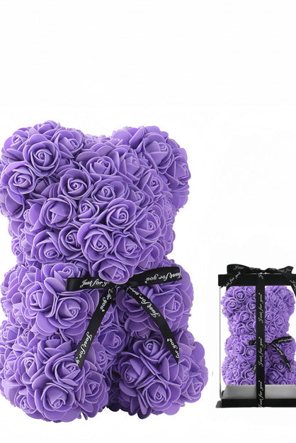 Fresh Blooms Flowers-Luxe Rose Bear - Purple