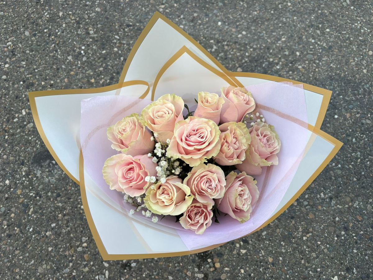 Fresh Blooms Flowers-Premium Dozen Roses Special - Blush Pink