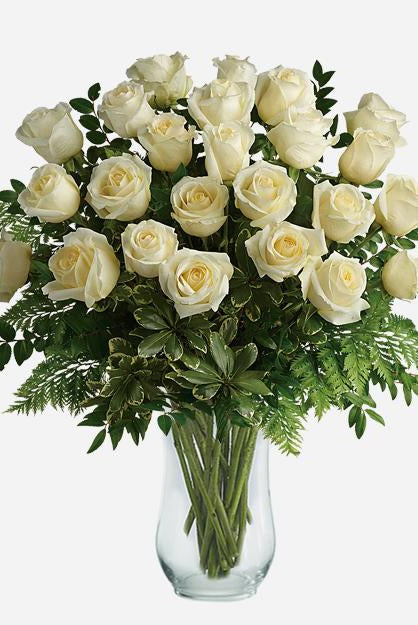Fresh Blooms Flowers-Classic 24 White Roses