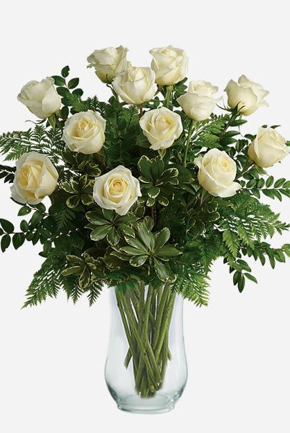 Fresh Blooms Flowers-Classic Dozen White Roses