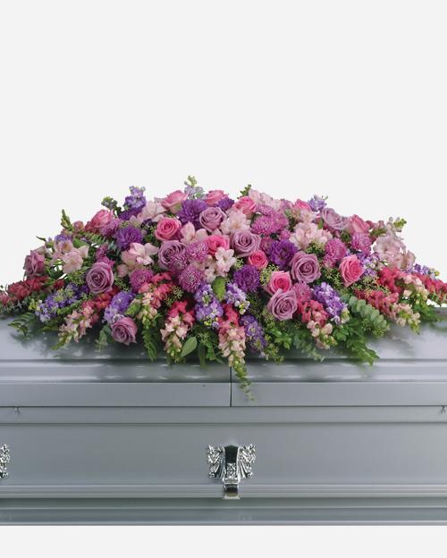 Fresh Blooms Flowers-Lavender Tribute Casket Spray