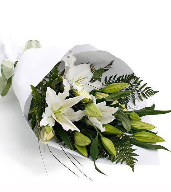 Fresh Blooms Flowers-White Lily Bouquet
