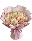 Fresh Blooms Flowers-50 Pastel Roses Deluxe Bouquet