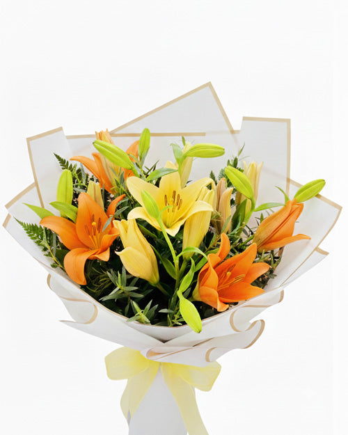 orange asiatic lily bouquet Pink Lily Bouquet