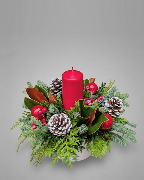 The Christmas Luxe arrangement, an opulent centerpiece.