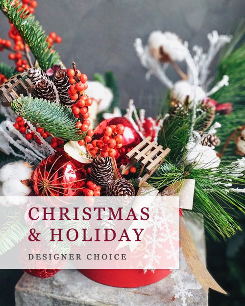 Fresh Blooms Flowers-Designer's Choice Holiday Long-Lasting Centerpiece