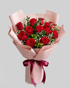 Fresh Blooms Flowers-Deluxe Dozen Red Roses Bouquet