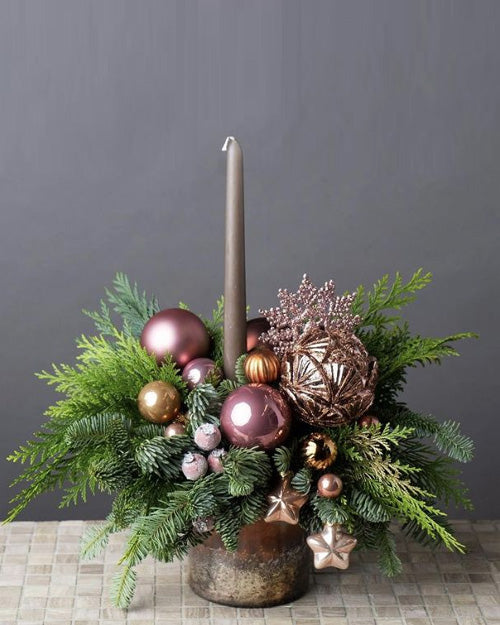 Fresh Blooms Flowers-Designer's Choice Holiday Long-Lasting Centerpiece