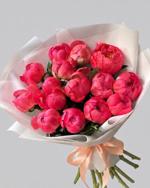 Fresh Blooms Flowers-Coral Peony Bouquet