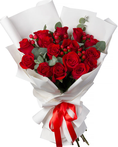 Premium Red Roses Bouquet - Dozen Rose Bouquet - Fresh Blooms Langley ...