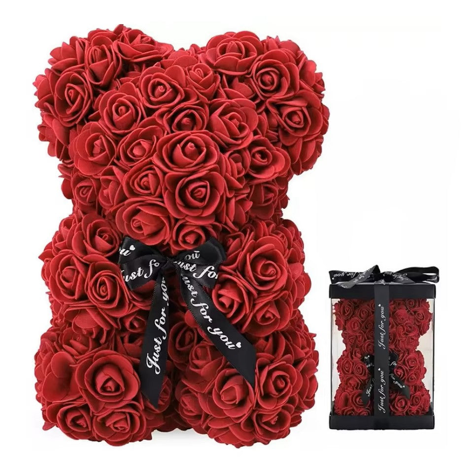 Fresh Blooms Flowers-Luxe Rose Bear - Burgundy
