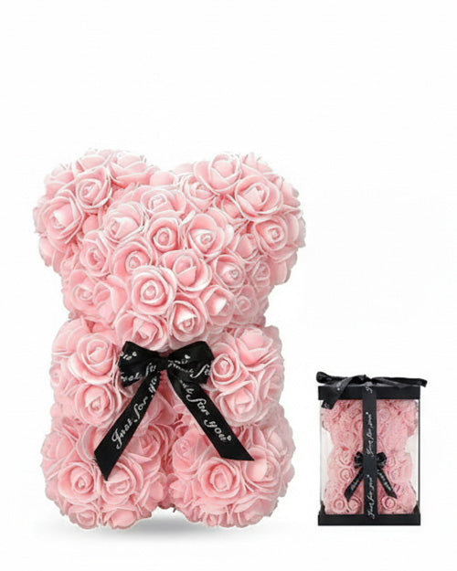 Fresh Blooms Flowers-Luxe Rose Bear - Pink