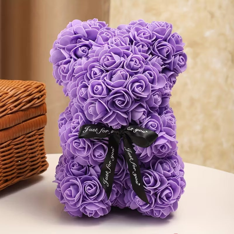 Fresh Blooms Flowers-Luxe Rose Bear - Purple