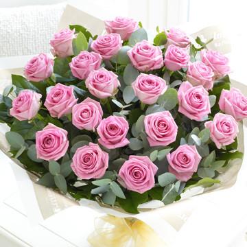 Fresh Blooms Flowers-24 Pink Roses Bouquet