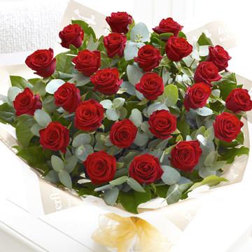 Fresh Blooms Flowers-24 Red Roses Bouquet