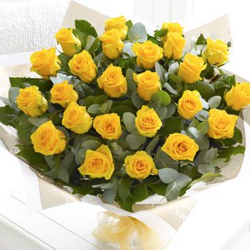 Fresh Blooms Flowers-24 Yellow Roses Bouquet
