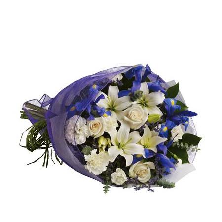 Fresh Blooms Flowers-Blue Cloud Bouquet