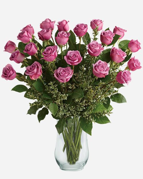 Fresh Blooms Flowers-Classic 24 Mauve Roses