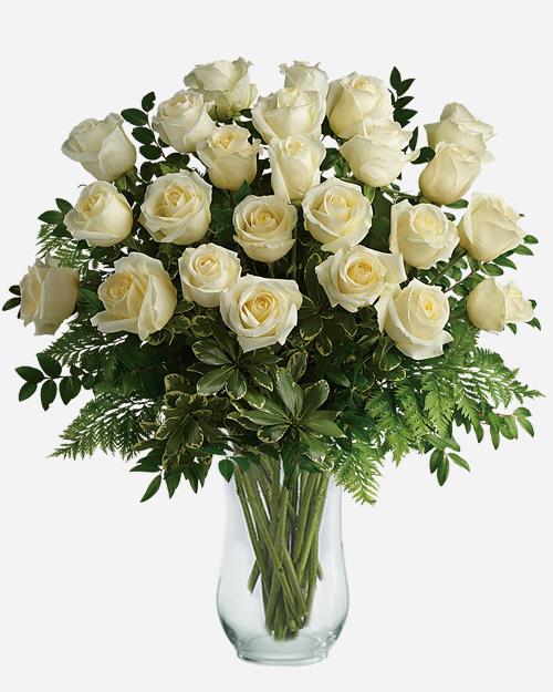 Fresh Blooms Flowers-Classic 24 White Roses