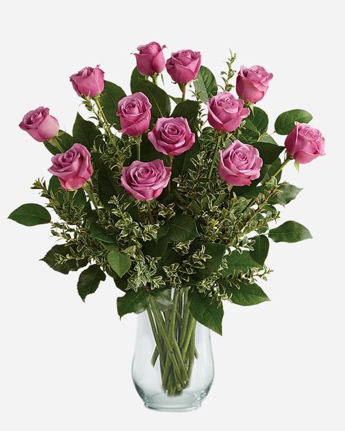 Fresh Blooms Flowers-Classic Dozen Mauve Roses