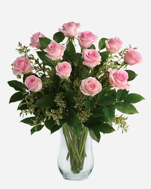 Fresh Blooms Flowers-Classic Dozen Pink Roses