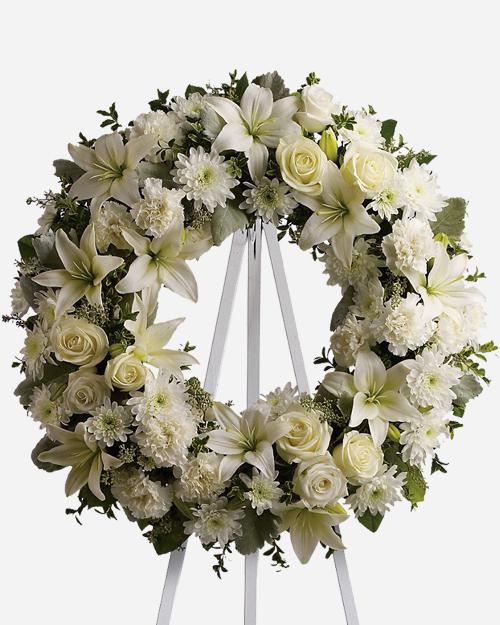 Fresh Blooms Flowers-Serenity Wreath